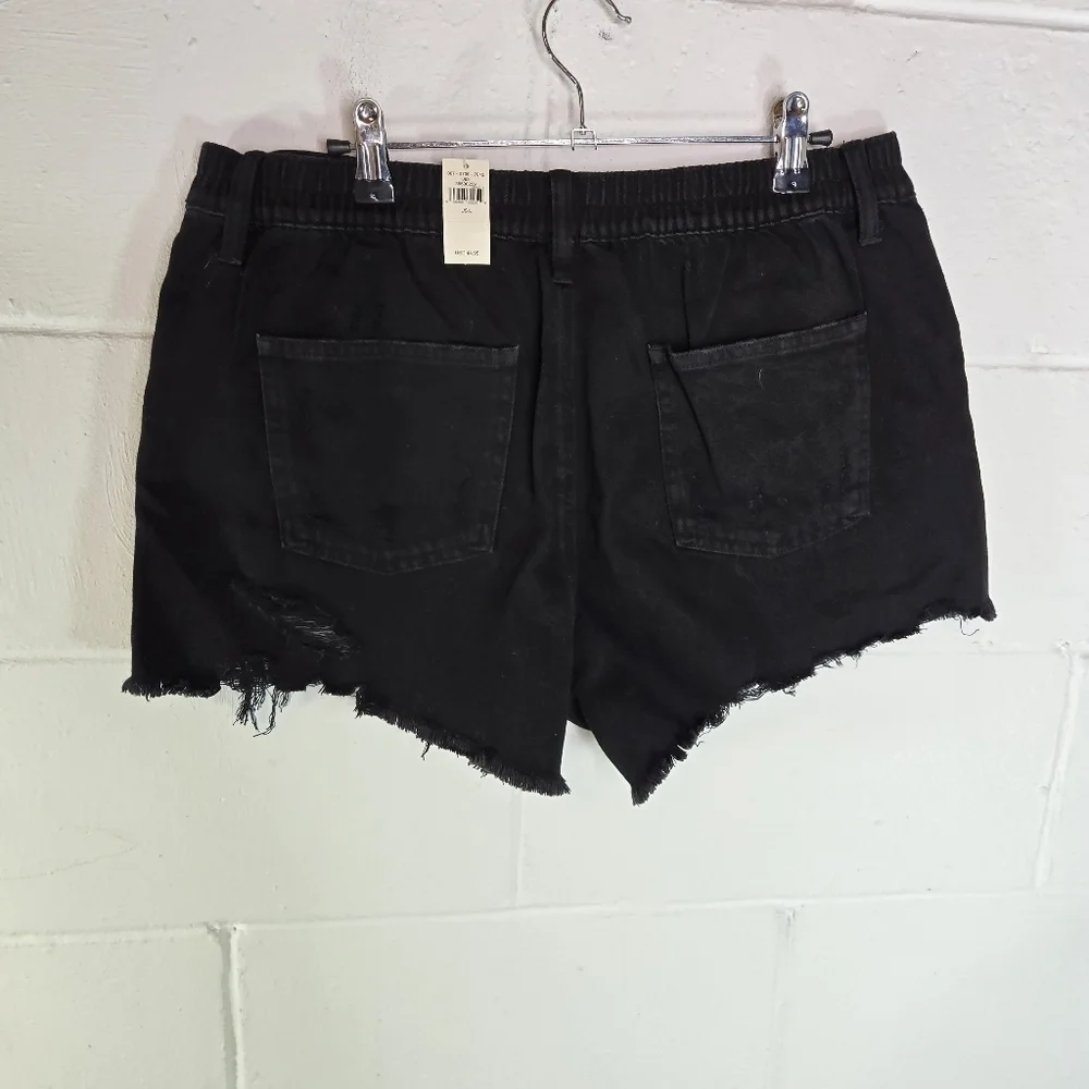 Aerie black distressed denim jean shorts new